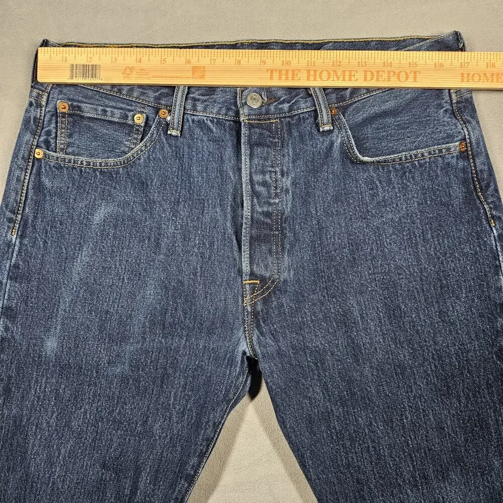 Levi's 501 Jeans Mens 34x33 Original Fit Button Fly Med Wash Distressing Faded